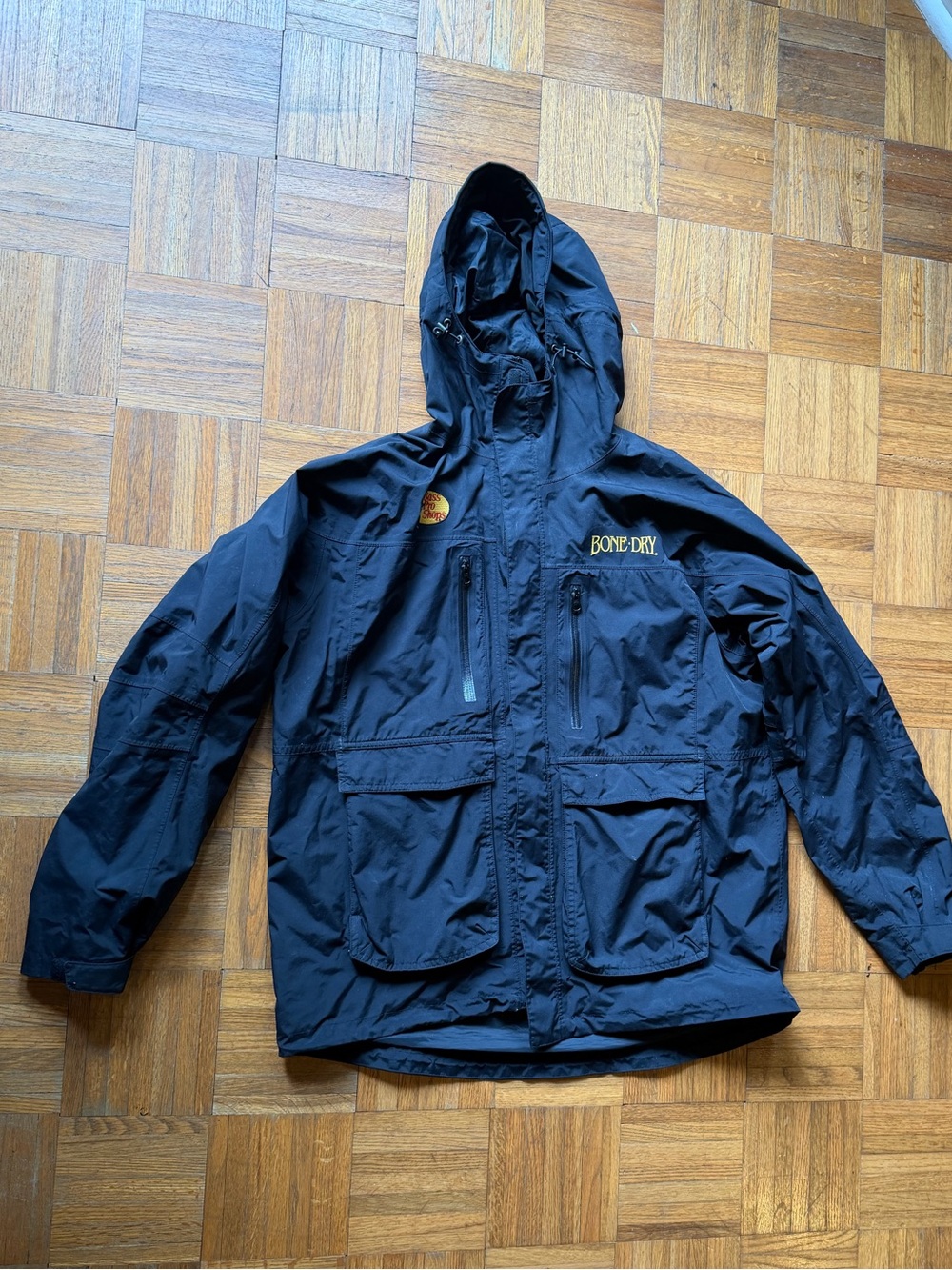 Bass Pro Shops Black Hooded Bone-Dry Raincoat